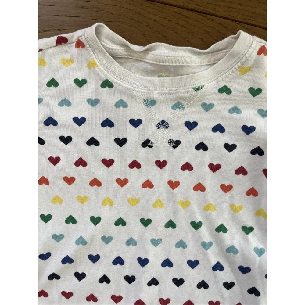 Primary Rainbow Hearts Pajamas Unisex Size 6-7  100% Organic Cotton PJ set